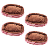 Kuber Industries Dog & Cat Bed|Soft Plush Top Pet Bed|Oxford Cloth Polyester Filling|Medium Washable Dog Bed|Circular Cat Bed with Rise-Edge Pillow|QY039PC-L|Pink & Coffee(Pack of 4)